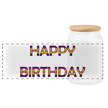JOYEUX ANNIVERSAIRE. HAPPY BIRTHDAY. ANNIVERSAIRE. - Boîte à biscuits avec couvercle en bois - blanc - Devant
