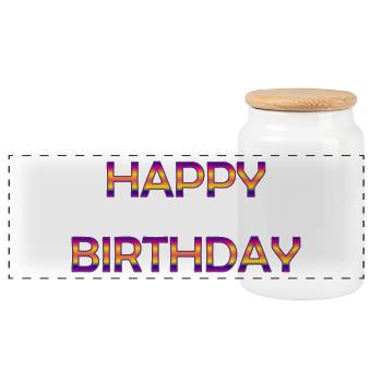 JOYEUX ANNIVERSAIRE. HAPPY BIRTHDAY. ANNIVERSAIRE. - Boîte à biscuits avec couvercle en bois - blanc - Devant