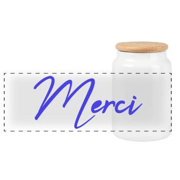 MERCI. MAÎTRESSE. MAÎTRE. MERCI MAÎTRESSE - Boîte à biscuits avec couvercle en bois - blanc - Devant