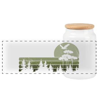 Trees Wildlife Nature Mountains Adventure Forest - Panoramic Cookie Jar with Wooden Lid - white - Front