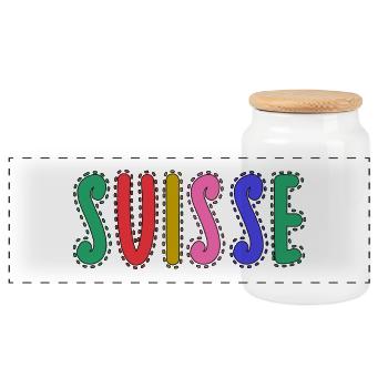 SUISSE. PAYS. GENEVE - Boîte à biscuits avec couvercle en bois - blanc - Devant
