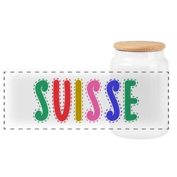 SUISSE. PAYS - Boîte à biscuits avec couvercle en bois - blanc - Devant
