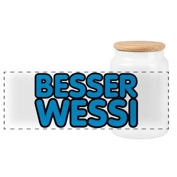 Besser Wessi - Panorama Keksdose mit Holzdeckel - Weiß - Vorne