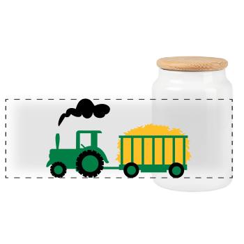 traktor kind geschenk - Panorama Keksdose mit Holzdeckel - Weiß - Vorne