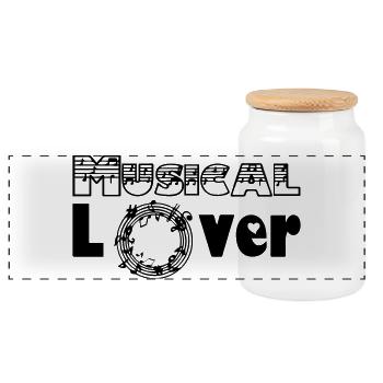 Musical Lover Musik Liebe Fan Spruch Geschenk - Panorama Keksdose mit Holzdeckel - Weiß - Vorne