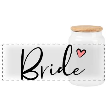 Bride heart hen party gift - Panoramic Cookie Jar with Wooden Lid - white - Front