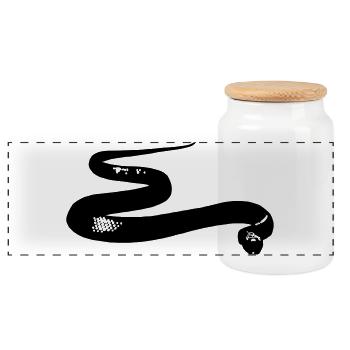 Snake - Panoramic Cookie Jar with Wooden Lid - white - Front