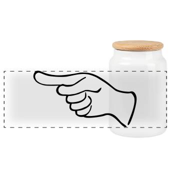 An Indicative Hand - Panoramic Cookie Jar with Wooden Lid - white - Front