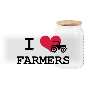 I Love Farmers - Boîte à biscuits avec couvercle en bois - blanc - Devant