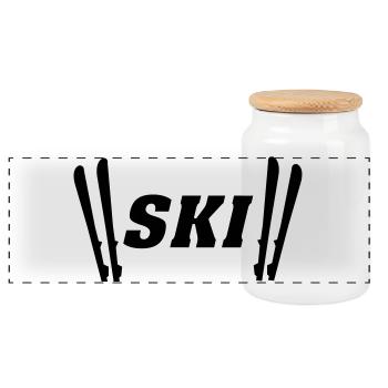 Skier - Panorama Keksdose mit Holzdeckel - Weiß - Vorne