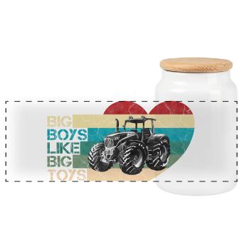 Big Boys Retro - Panorama Keksdose mit Holzdeckel - Weiß - Vorne