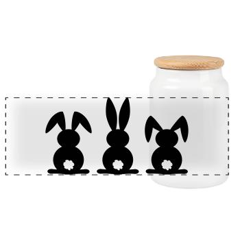 Silhouette de lapin. Joyeuse fête de Pâques ou de Pâques. Oeuf. - Boîte à biscuits avec couvercle en bois - blanc - Devant