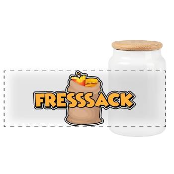 Fresssack - Panorama Keksdose mit Holzdeckel - Weiß - Vorne