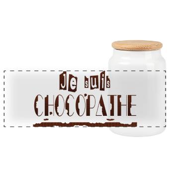 Je suis chocopathe - Boîte à biscuits avec couvercle en bois - blanc - Devant