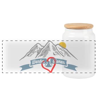 Frauen Wanderwoman Geschenk T-Shirt zum wandern - Panorama Keksdose mit Holzdeckel - Weiß - Vorne