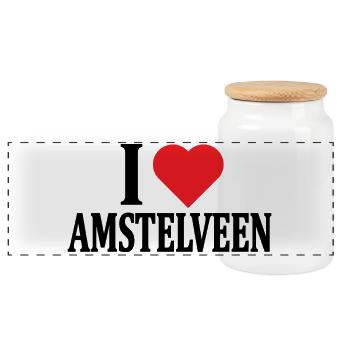 J’adore Amstelveen t-shirt Nederland idée cadeau - Boîte à biscuits avec couvercle en bois - blanc - Devant