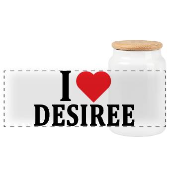 T-shirt I love Desiree t-shirt gift idea - Panoramic Cookie Jar with Wooden Lid - white - Front