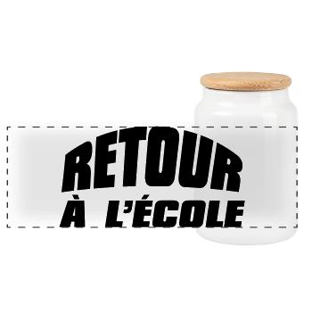 Retour à l'école  - Boîte à biscuits avec couvercle en bois - blanc - Devant