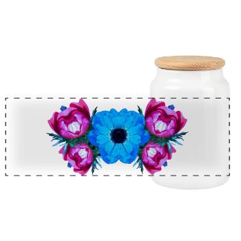 shirt blumenmuster, Anemonenmuster wasserfarbe - Panorama Keksdose mit Holzdeckel - Weiß - Vorne