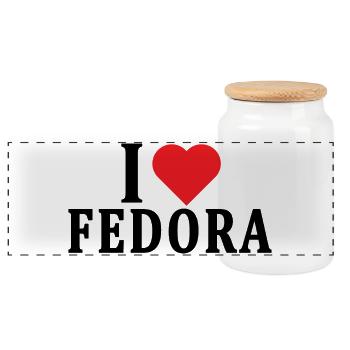 t-shirt J’adore le t-shirt cadeau Fedora - Boîte à biscuits avec couvercle en bois - blanc - Devant
