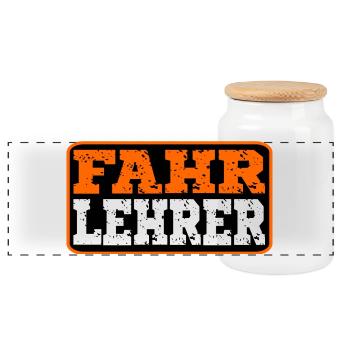 Geschenke für Fahrlehrer - Fahrschule Lehrer - Panorama Keksdose mit Holzdeckel - Weiß - Vorne