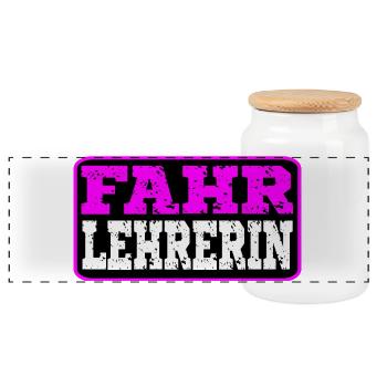 Geschenke für Fahrschullehrerin Fahrlehrerin - Panorama Keksdose mit Holzdeckel - Weiß - Vorne
