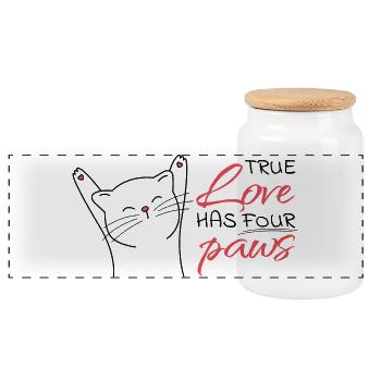 Heart and Love for Animals Text Design - Panoramic Cookie Jar with Wooden Lid - white - Front