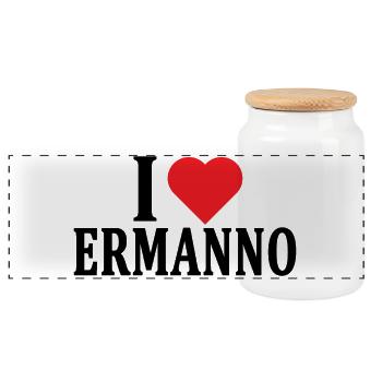 t-shirt J’aime Ermanno idée cadeau t-shirt - Boîte à biscuits avec couvercle en bois - blanc - Devant