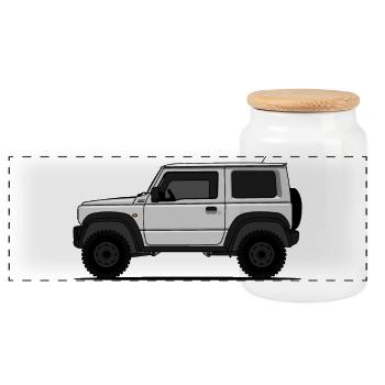 Jimny Weiß - Panorama Keksdose mit Holzdeckel - Weiß - Vorne