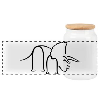 Dinosaure Triceratops Dino Line Graphique - Boîte à biscuits avec couvercle en bois - blanc - Devant