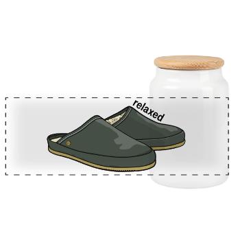 Relaxed grey - Panoramic Cookie Jar with Wooden Lid - white - Front