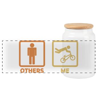 BMX Joke - Panoramic Cookie Jar with Wooden Lid - white - Front