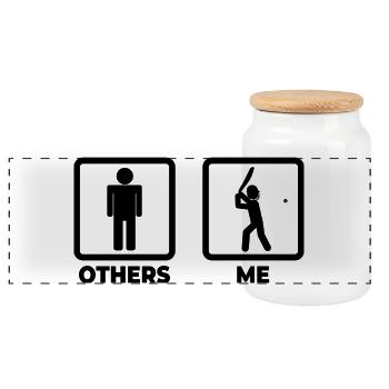 Moi en tant que joueur de cricket - Boîte à biscuits avec couvercle en bois - blanc - Devant