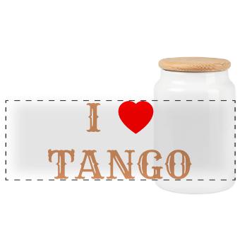 I Love Tango - Vintage - Panoramic Cookie Jar with Wooden Lid - white - Front