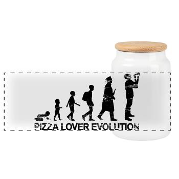 Pizza Lover Evolution - Panorama Keksdose mit Holzdeckel - Weiß - Vorne