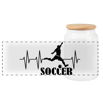football football pouls coeur football - Boîte à biscuits avec couvercle en bois - blanc - Devant