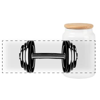 Motif d’haltères pour les amateurs de fitness et de gym - Boîte à biscuits avec couvercle en bois - blanc - Devant