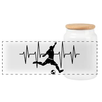 Fußball Herzschlag Schuss Spieler Fußballer Team - Panorama Keksdose mit Holzdeckel - Weiß - Vorne