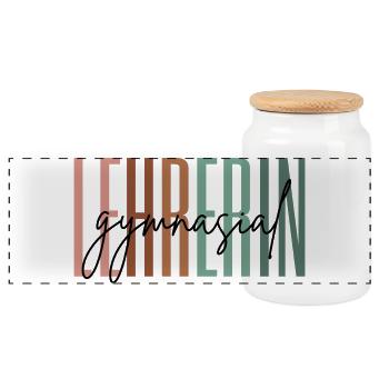 Lehrerin Gymnasium Gymnasiallehrerin Geschenk - Panorama Keksdose mit Holzdeckel - Weiß - Vorne