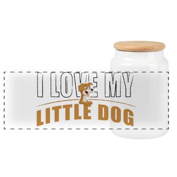 I love my little dog - Panorama Keksdose mit Holzdeckel - Weiß - Vorne
