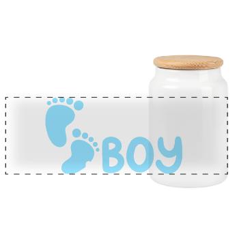 Team Boy: Bekanntgabe des Geschlechts des Babys - Panorama Keksdose mit Holzdeckel - Weiß - Vorne