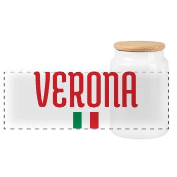 Flagge Verona-Italien - Panorama Keksdose mit Holzdeckel - Weiß - Vorne