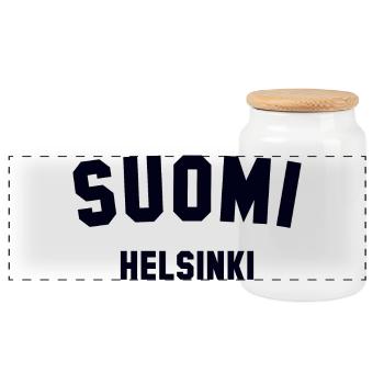 HELSINKI, Suomi, Finlande - Boîte à biscuits avec couvercle en bois - blanc - Devant