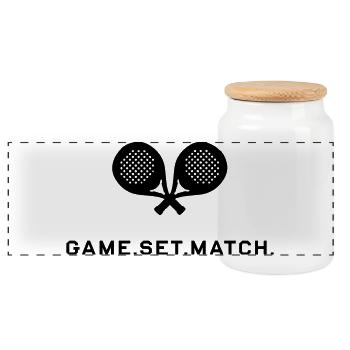 Game Set Match Padel - Panoramic Cookie Jar with Wooden Lid - white - Front
