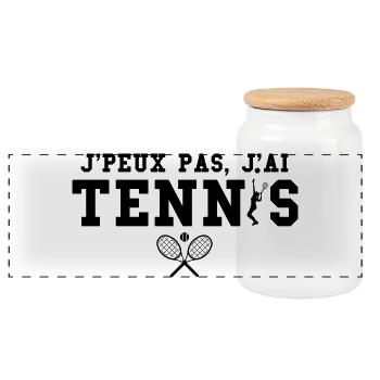 Je peux pas j ai tennis joueuse de tennis - Boîte à biscuits avec couvercle en bois - blanc - Devant