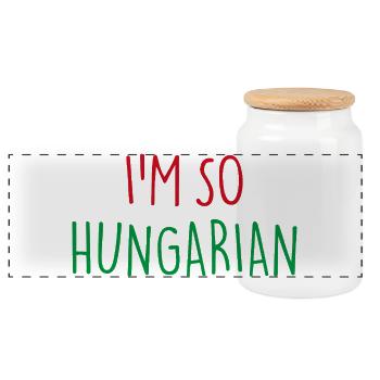 I'M SO HUNGARIAN Ungarisch Ungarn - Panorama Keksdose mit Holzdeckel - Weiß - Vorne