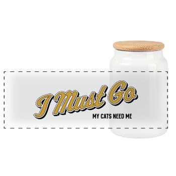 I Must Go – Minimalistisches Statement - Panorama Keksdose mit Holzdeckel - Weiß - Vorne