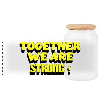 ENSEMBLE, NOUS SOMMES FORTS – Dicton de motivation rétro - Boîte à biscuits avec couvercle en bois - blanc - Devant