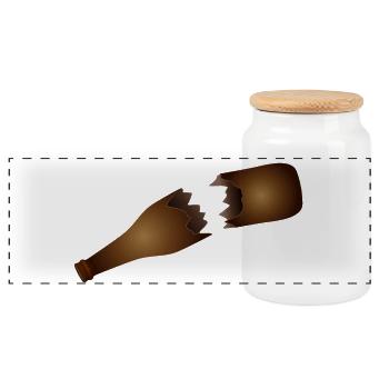 Zerbrochene Bierflasche Illustration - Panorama Keksdose mit Holzdeckel - Weiß - Vorne