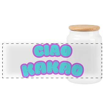 Cheeky graffiti design with pastel colors - Panoramic Cookie Jar with Wooden Lid - white - Front